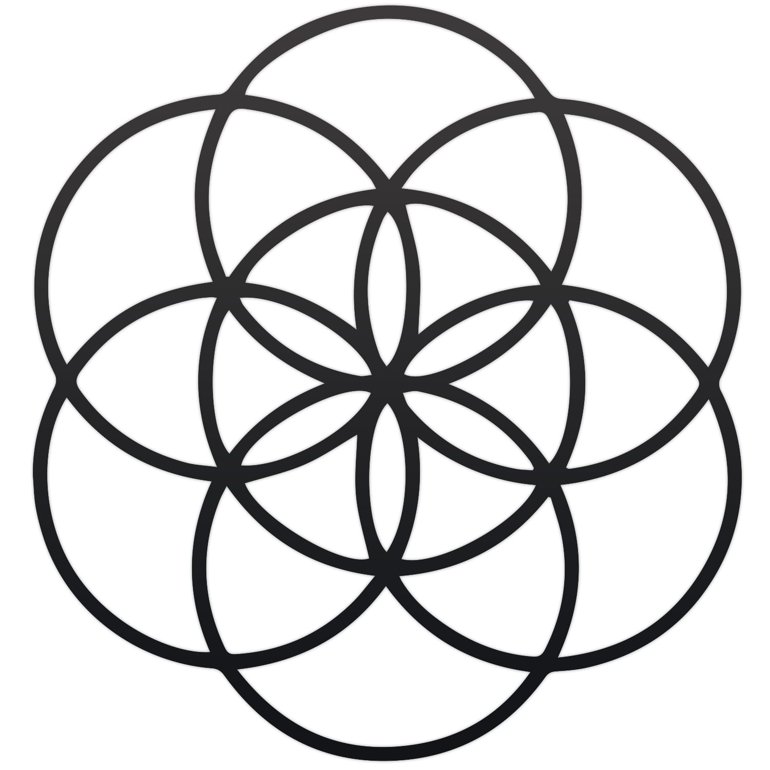 Black "Seed of Life" Steel Wall Art On a White Background