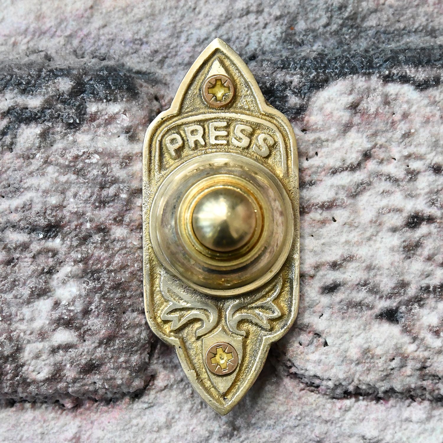 "Push" Polished Brass Door Bell Push
