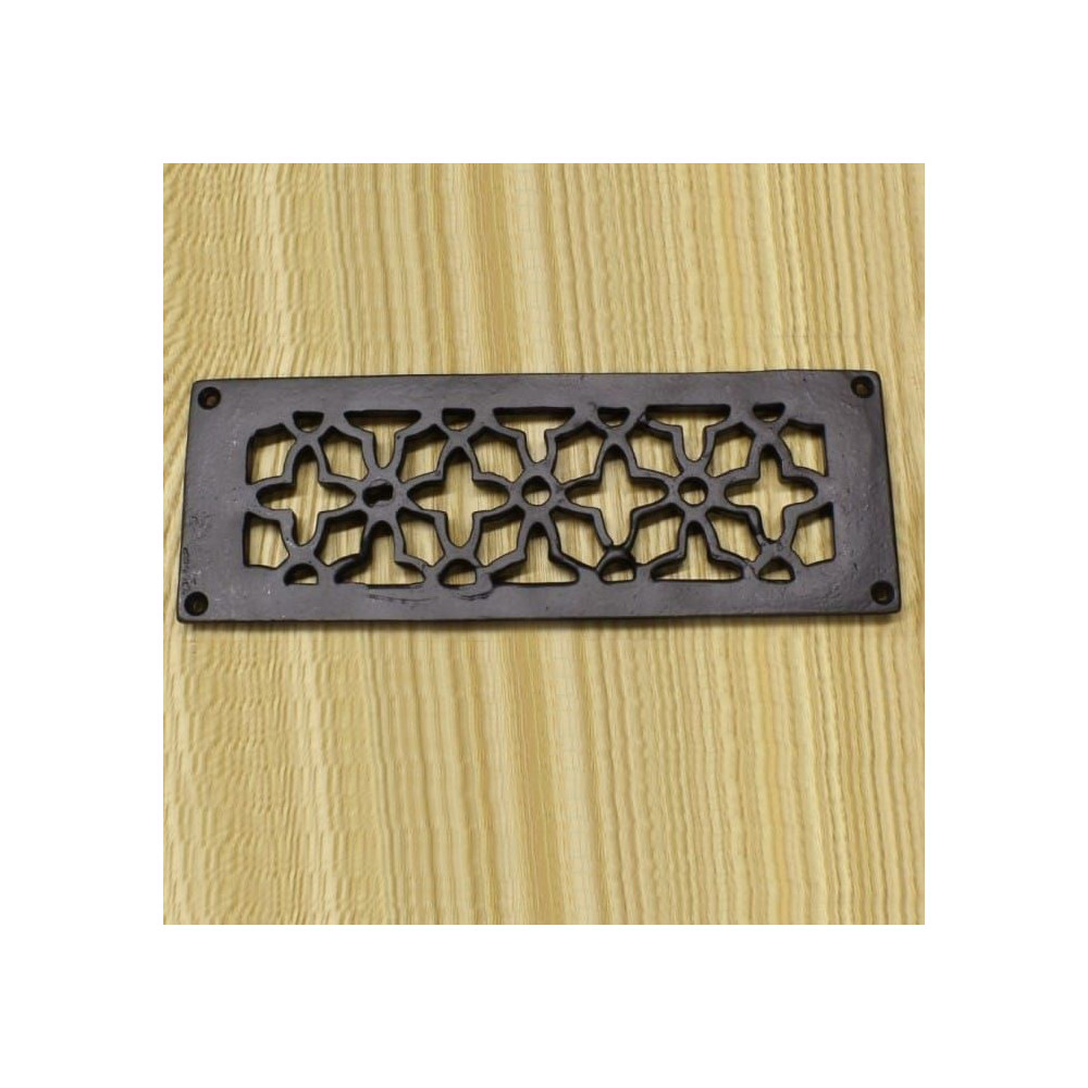 Satin Black Flower Design Cast Iron Air Brick 9" x 3.25"