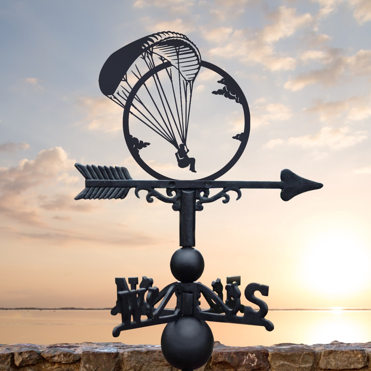 Cast Iron & Steel Paragliding Weathervane