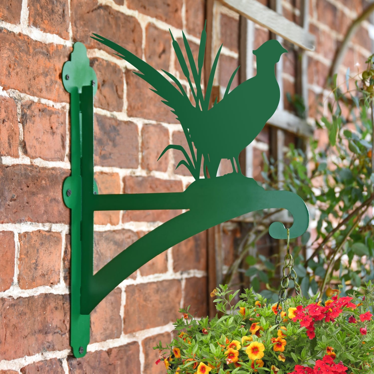 Green Pheasant Iron Hanging Basket Bracket