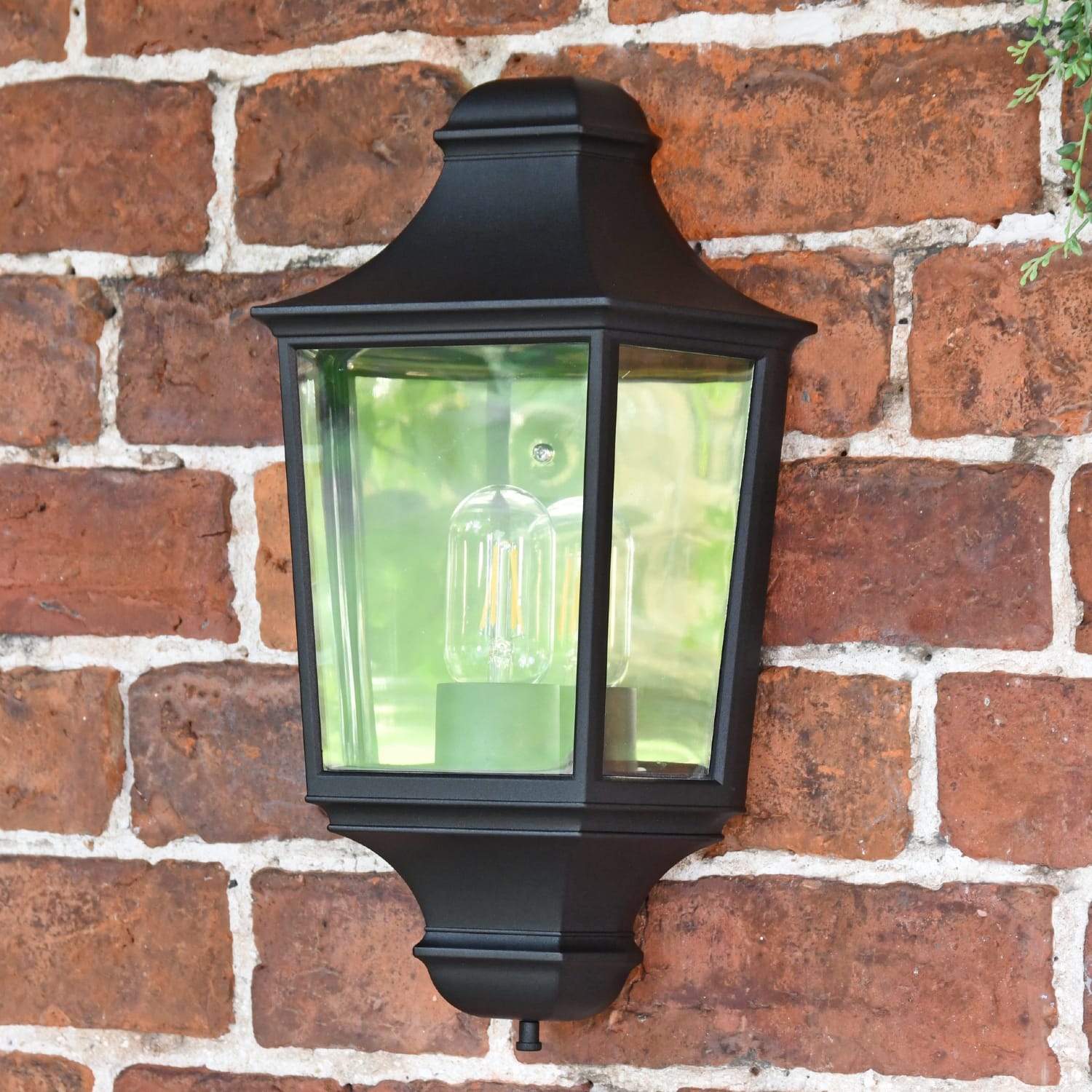 Black Traditional Flush Fitting Half Wall Lantern
