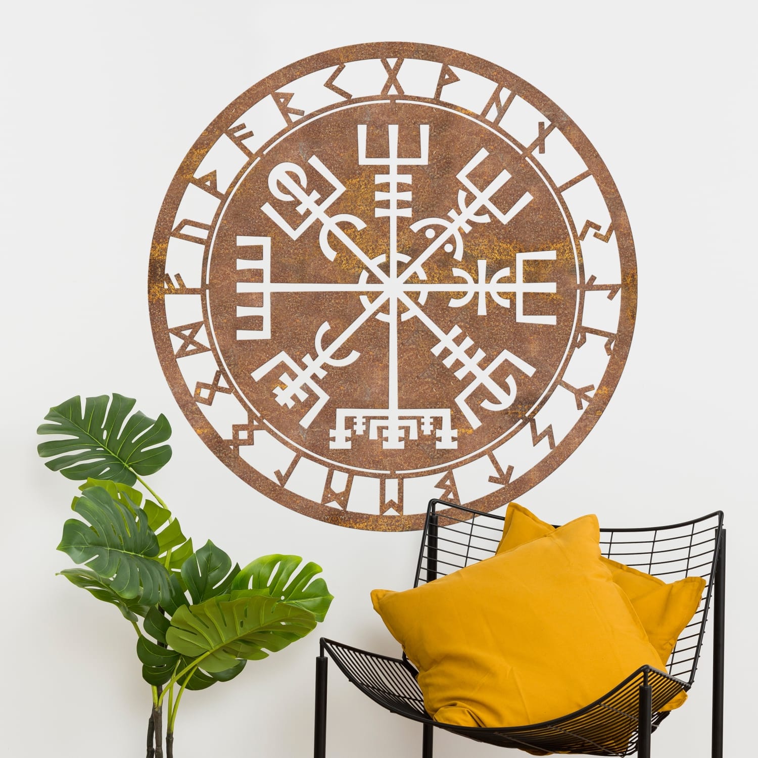 Large Vegvisir Viking Compass Rustic Wall Art