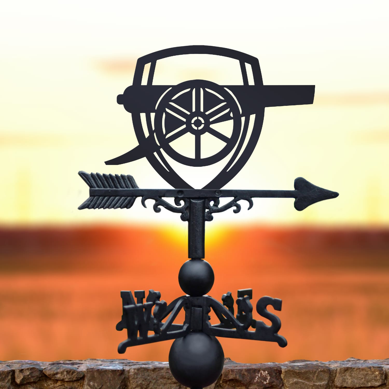 Cast Iron & Steel Arsenal Cannon Weathervane