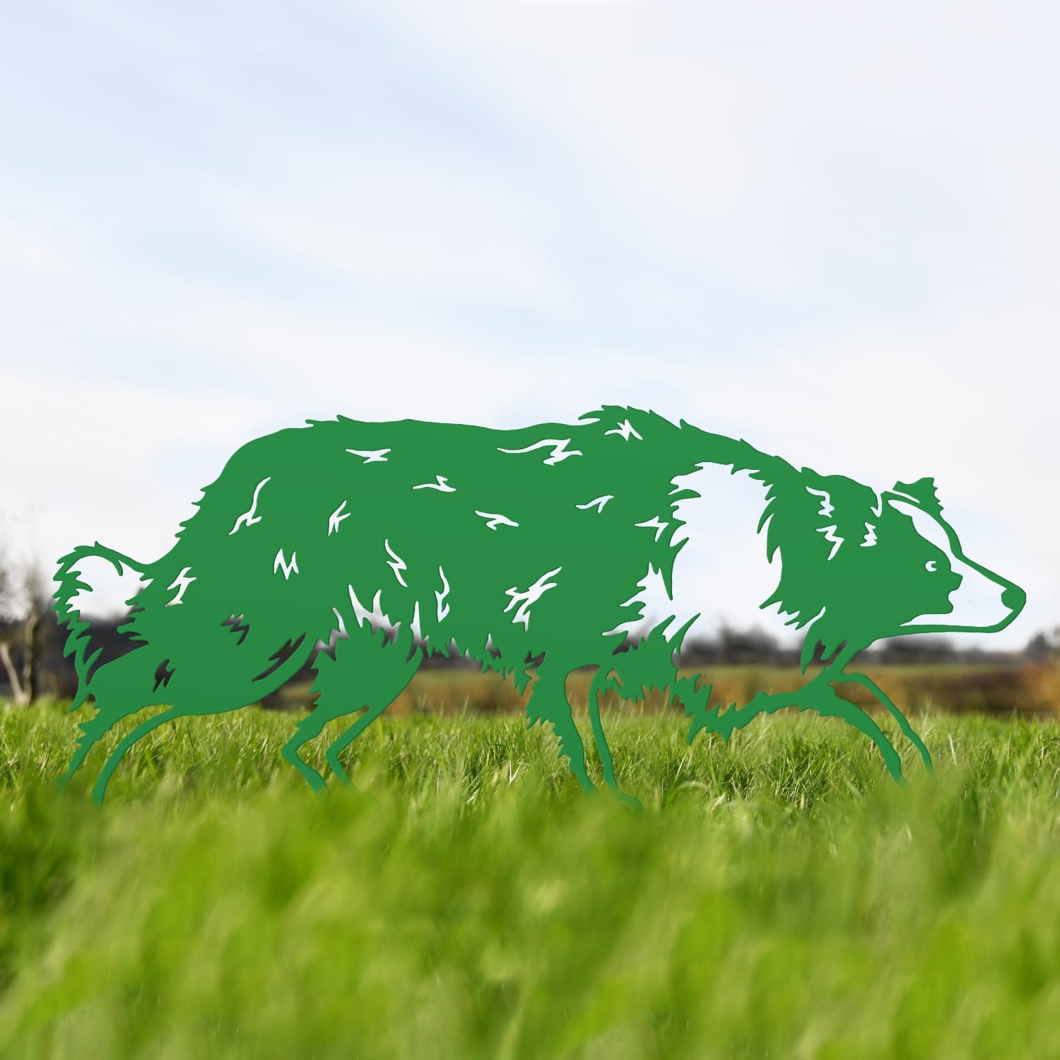Green Border Collie Iron Silhouette