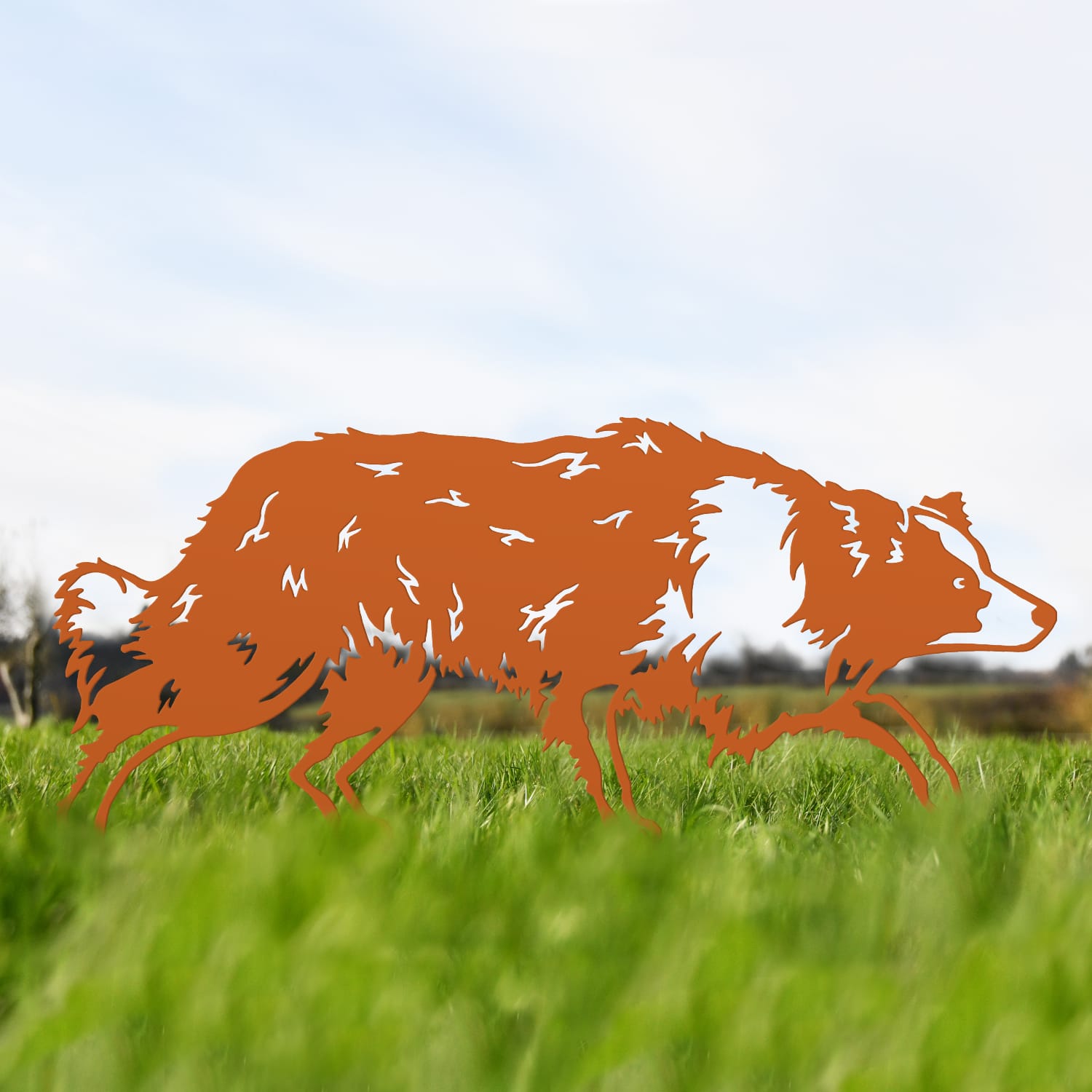 Orange Border Collie Iron Silhouette