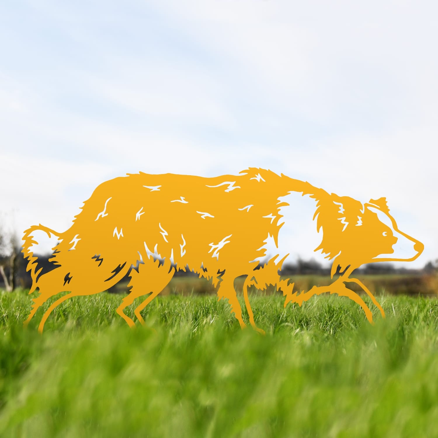 Yellow Border Collie Iron Silhouette