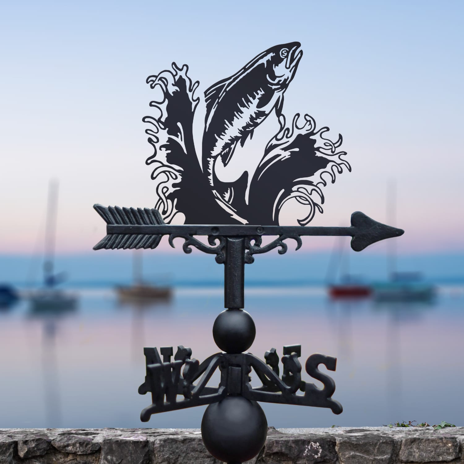 Cast Ion & Steel Freshwater Salmon Weathervane