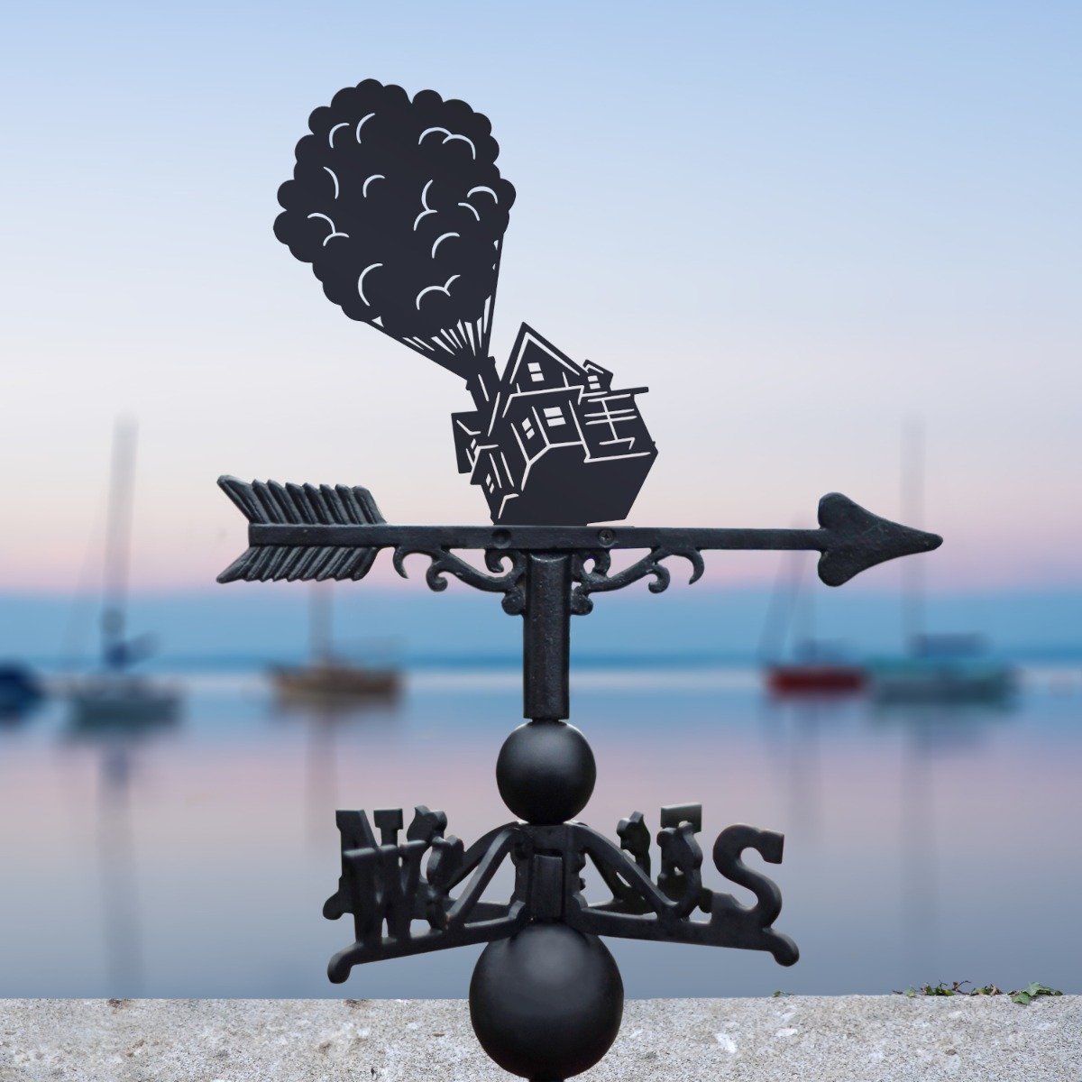 House With Balloons Weathervane