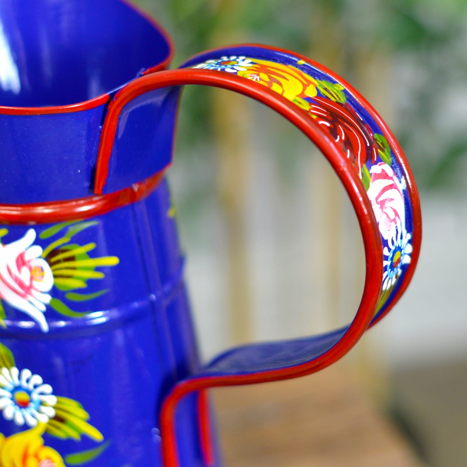Small Blue Traditional Hand Painted Narrowboat Style Jug - 31cm