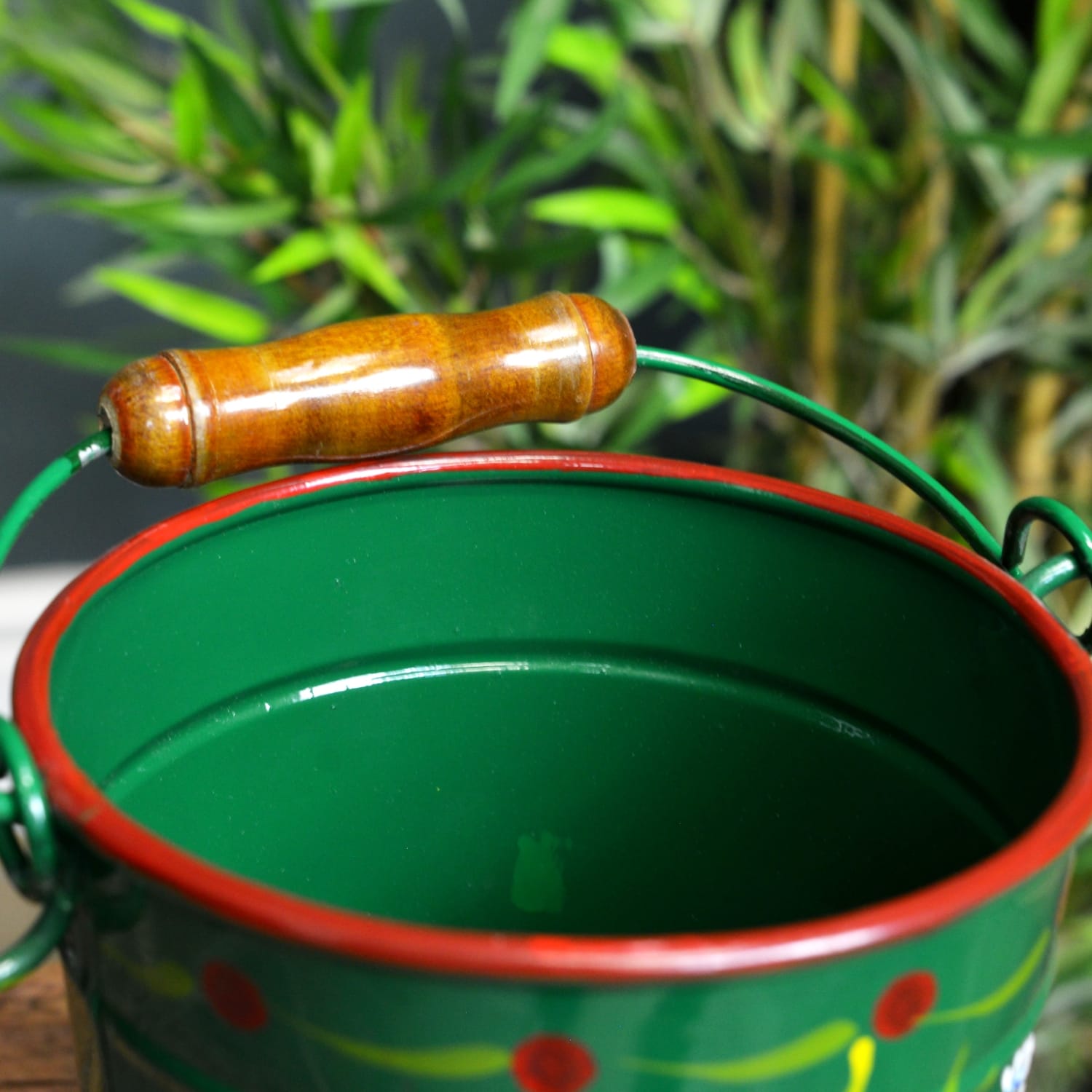 Medium Green Narrowboat Hand Painted Bucket - 19cm