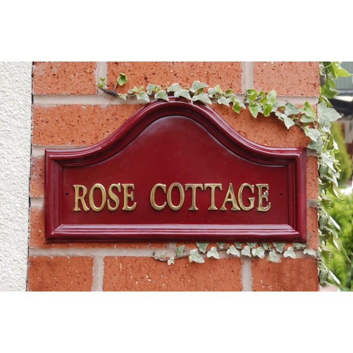 Red Traditional House Name Sign