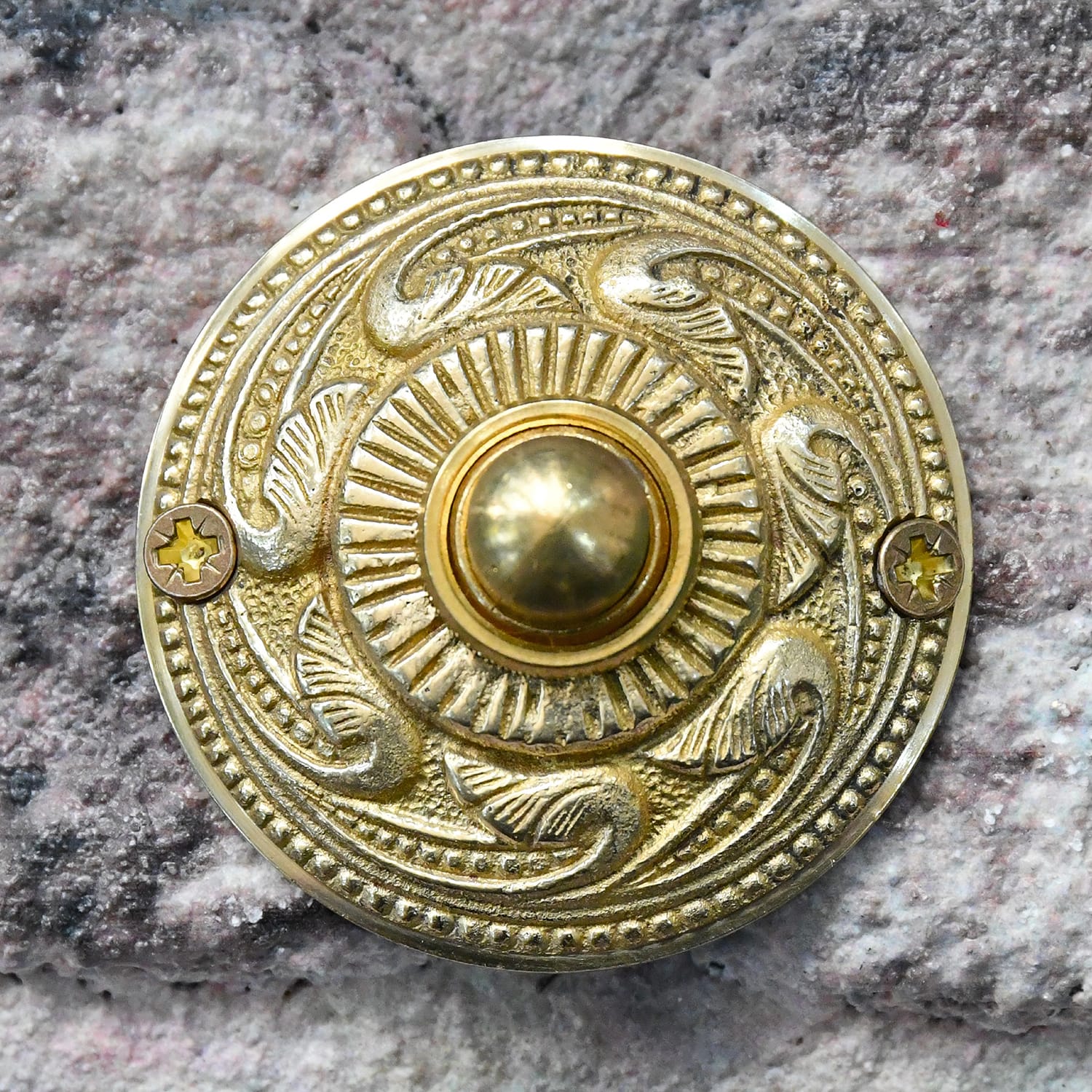 "Rococo" Polished Brass Bell Push