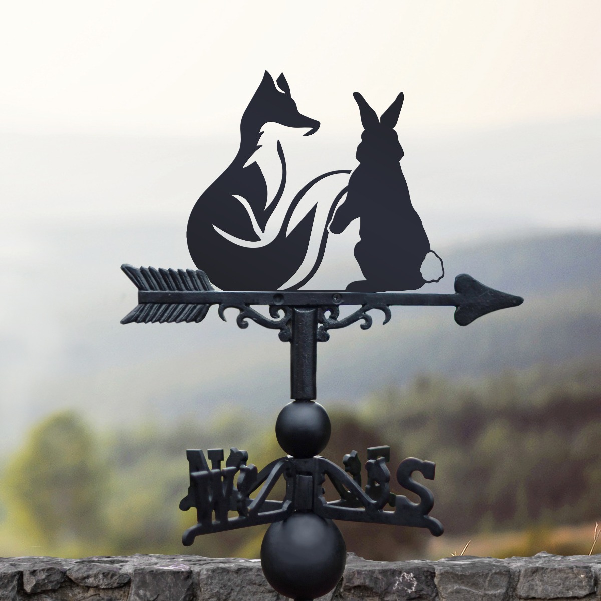 Fox & Rabbit Iron Weathervane