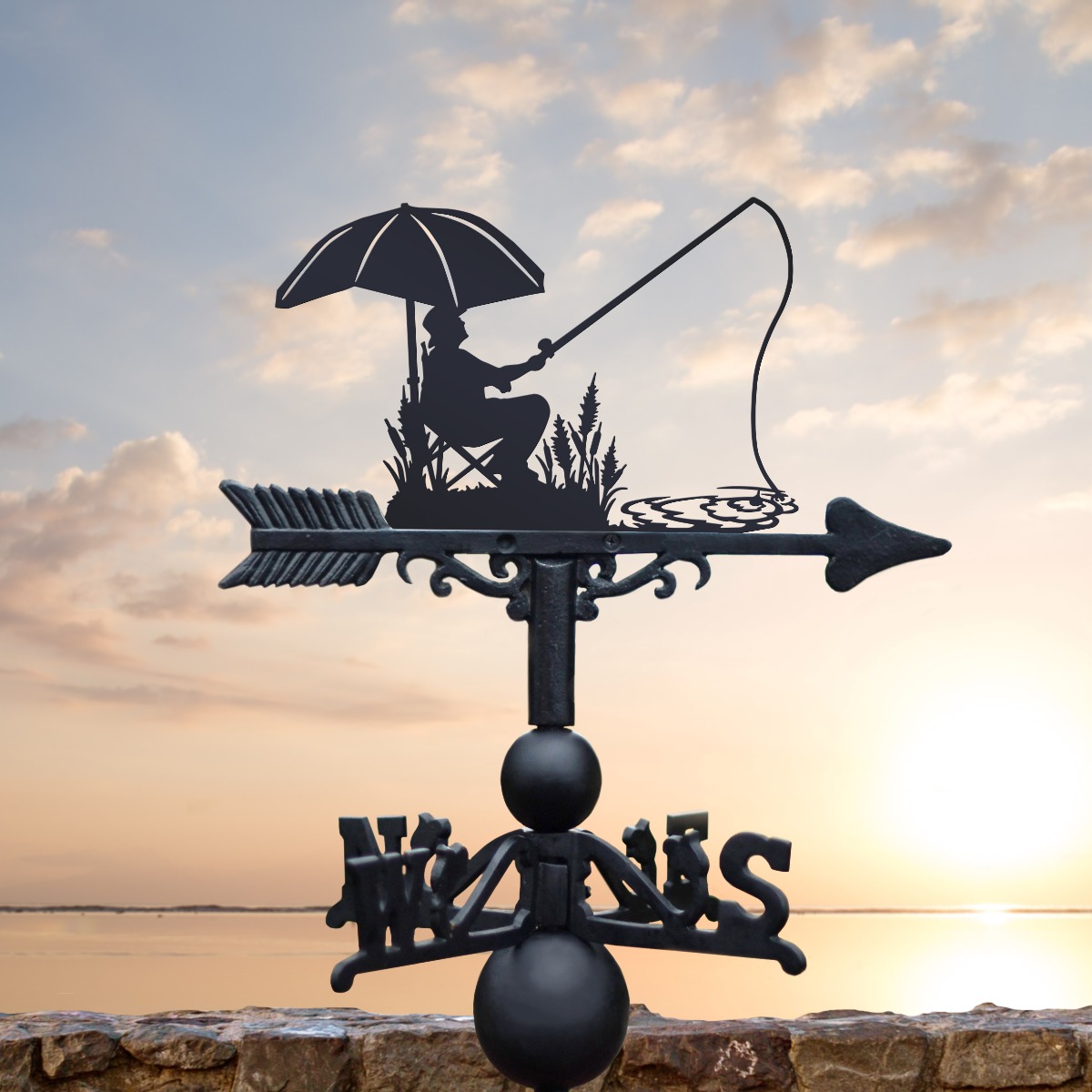 Cast Iron & Steel Fishing Weathervane