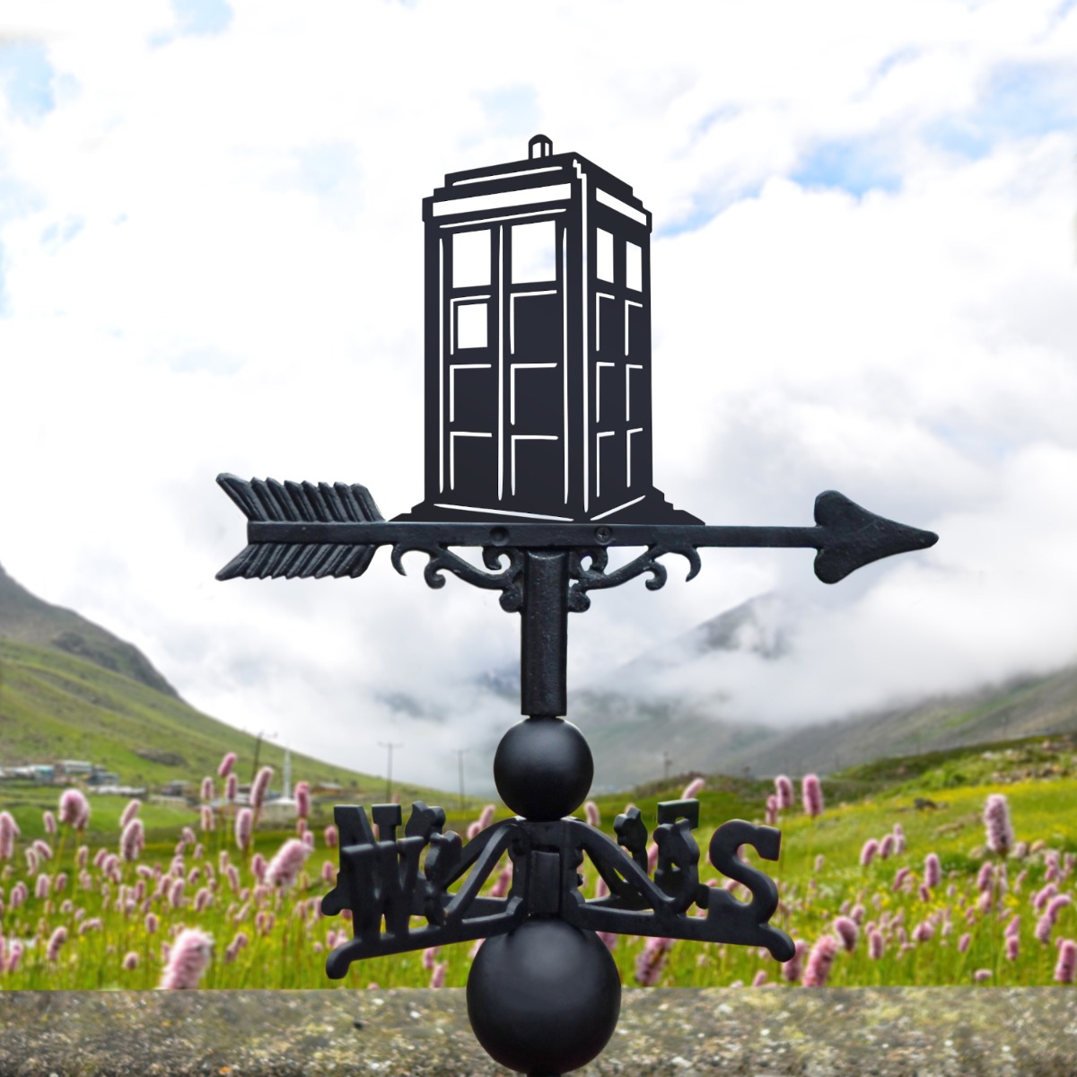 Cast Iron & Steel Tardis Weathervane