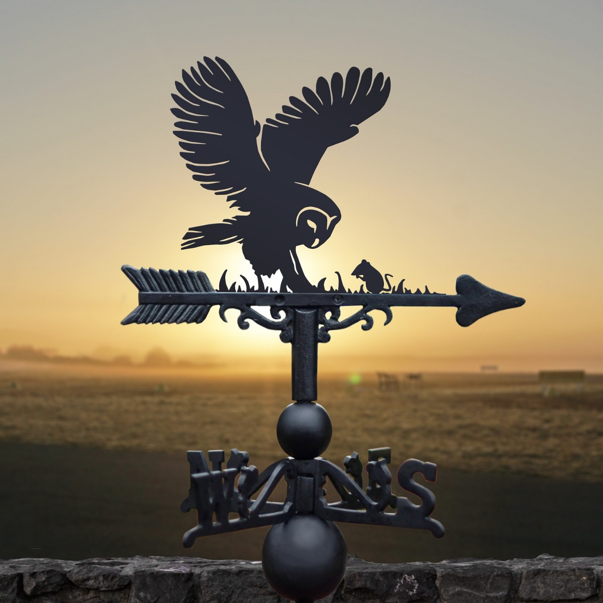 Cast Iron & Steel Barn Owl Weathervane