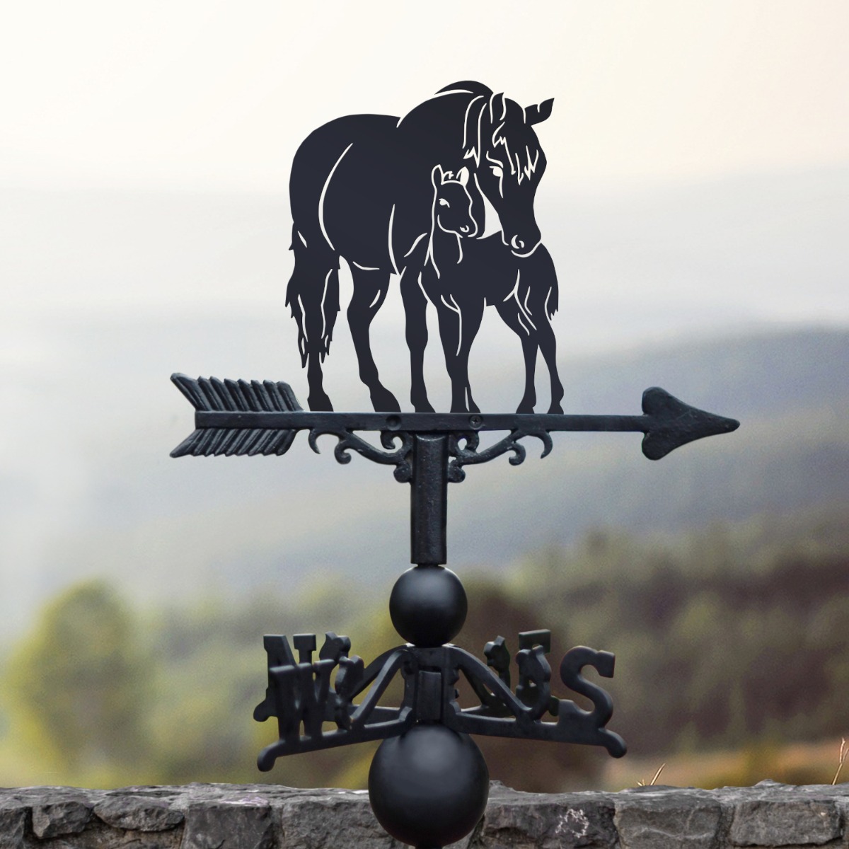 Cast Iron & Steel Mare & Foal Weathervane