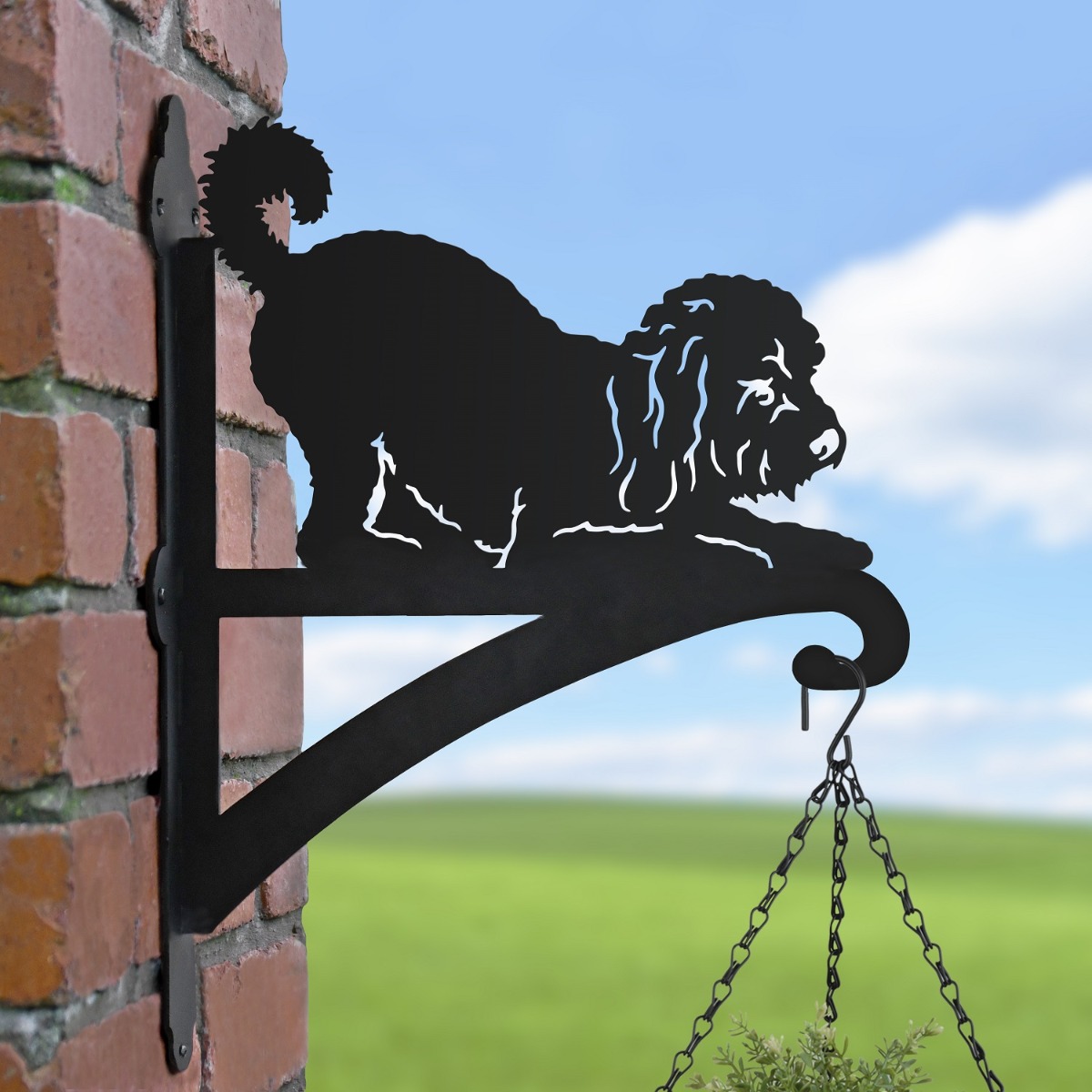 'Playful Cockapoo' Iron Hanging Basket Bracket