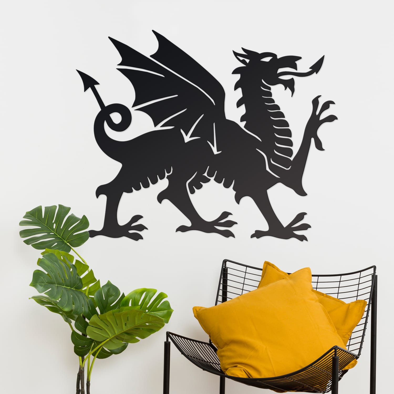 Black Welsh Dragon Wall Art - Large