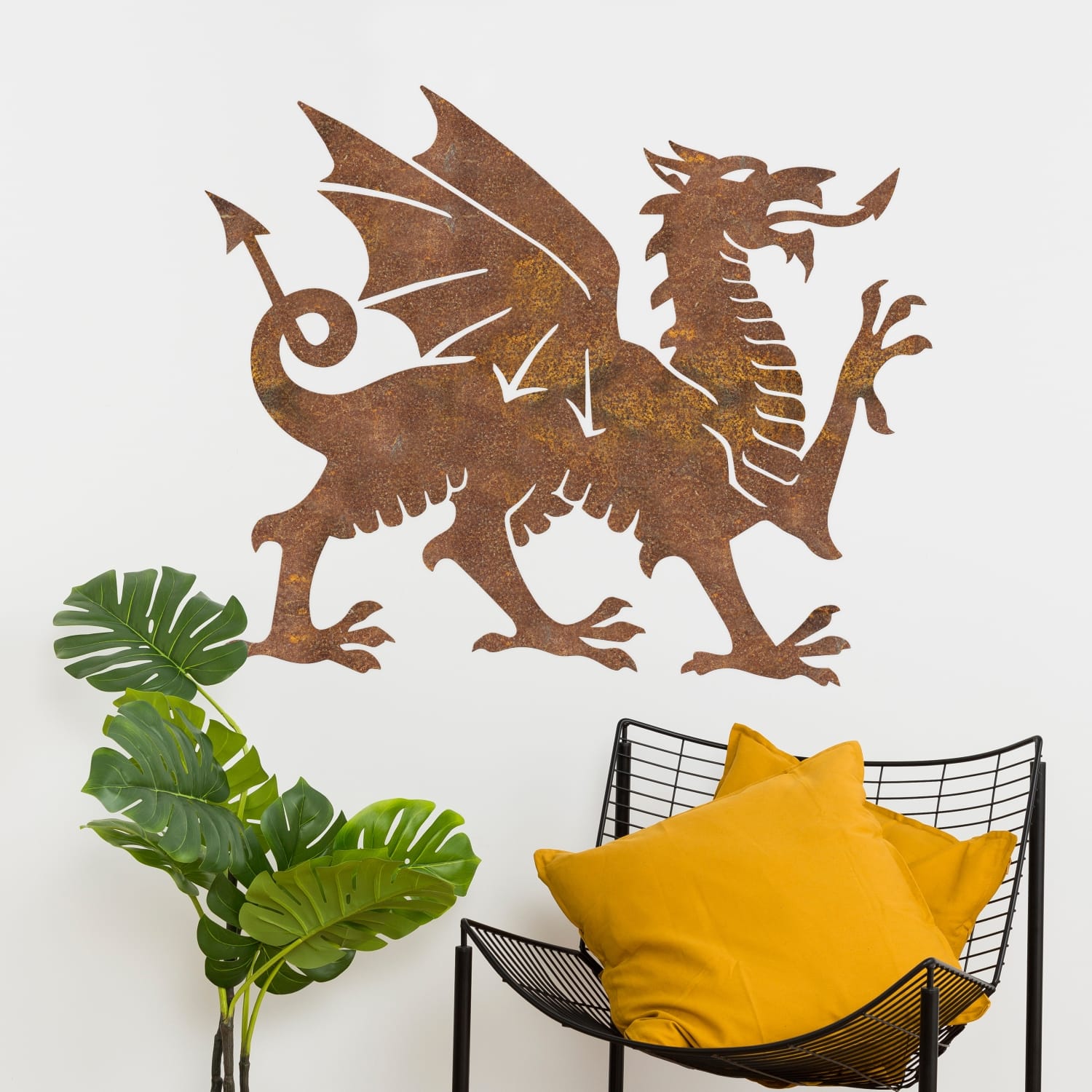 Rustic Welsh Dragon Wall Art - Large