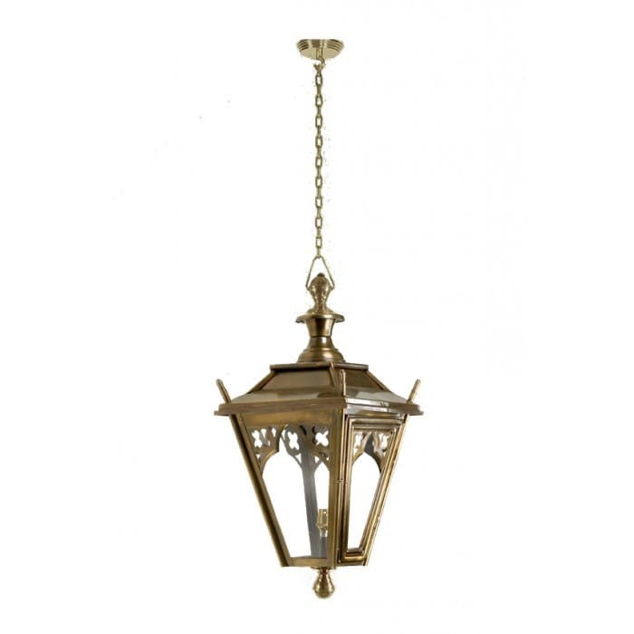 Antique Brass Gothic Hanging Lantern On Chain