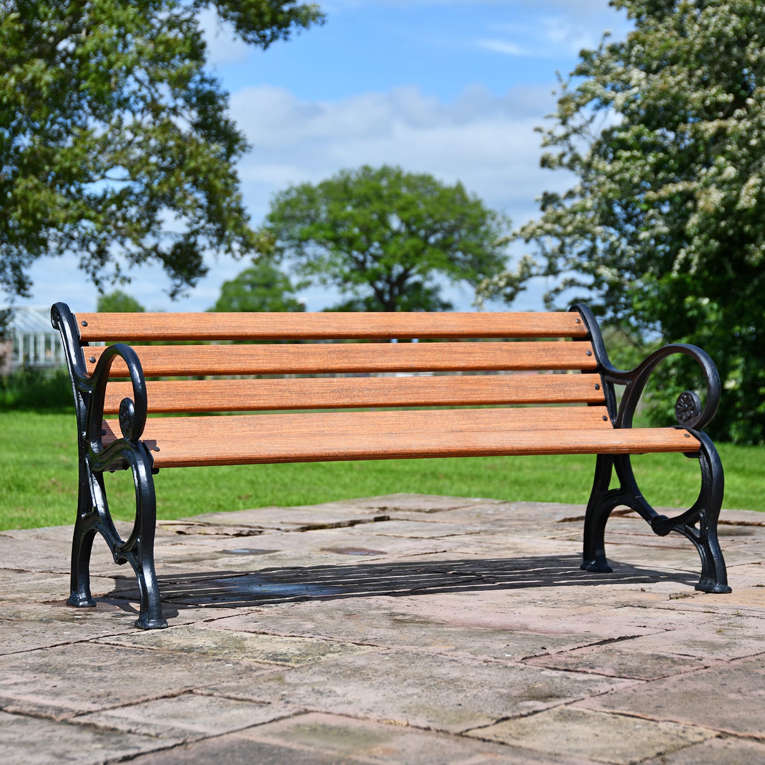 'Woodcote' Cast Iron Bench - Brown
