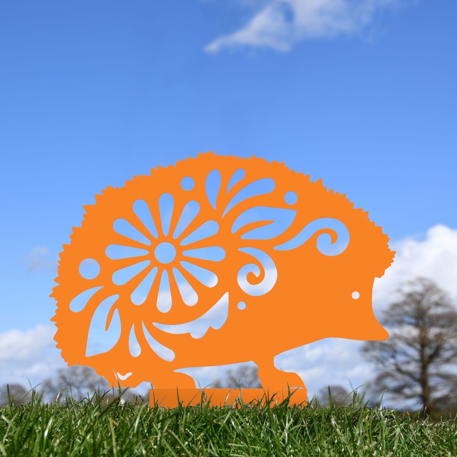 Orange Floral Hedgehog Iron Silhouette