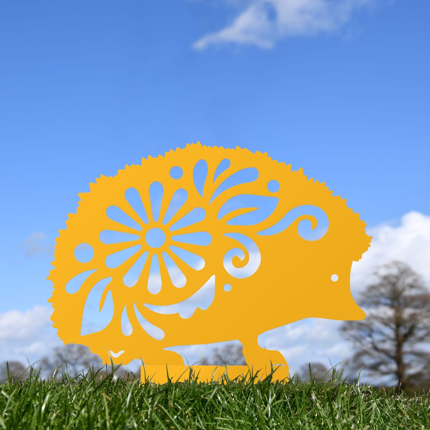 Yellow Floral Hedgehog Iron Silhouette