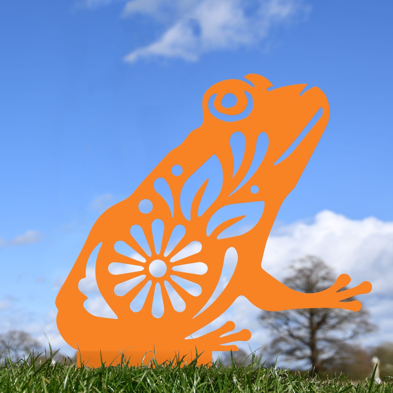 Orange Floral Frog Iron Silhouette