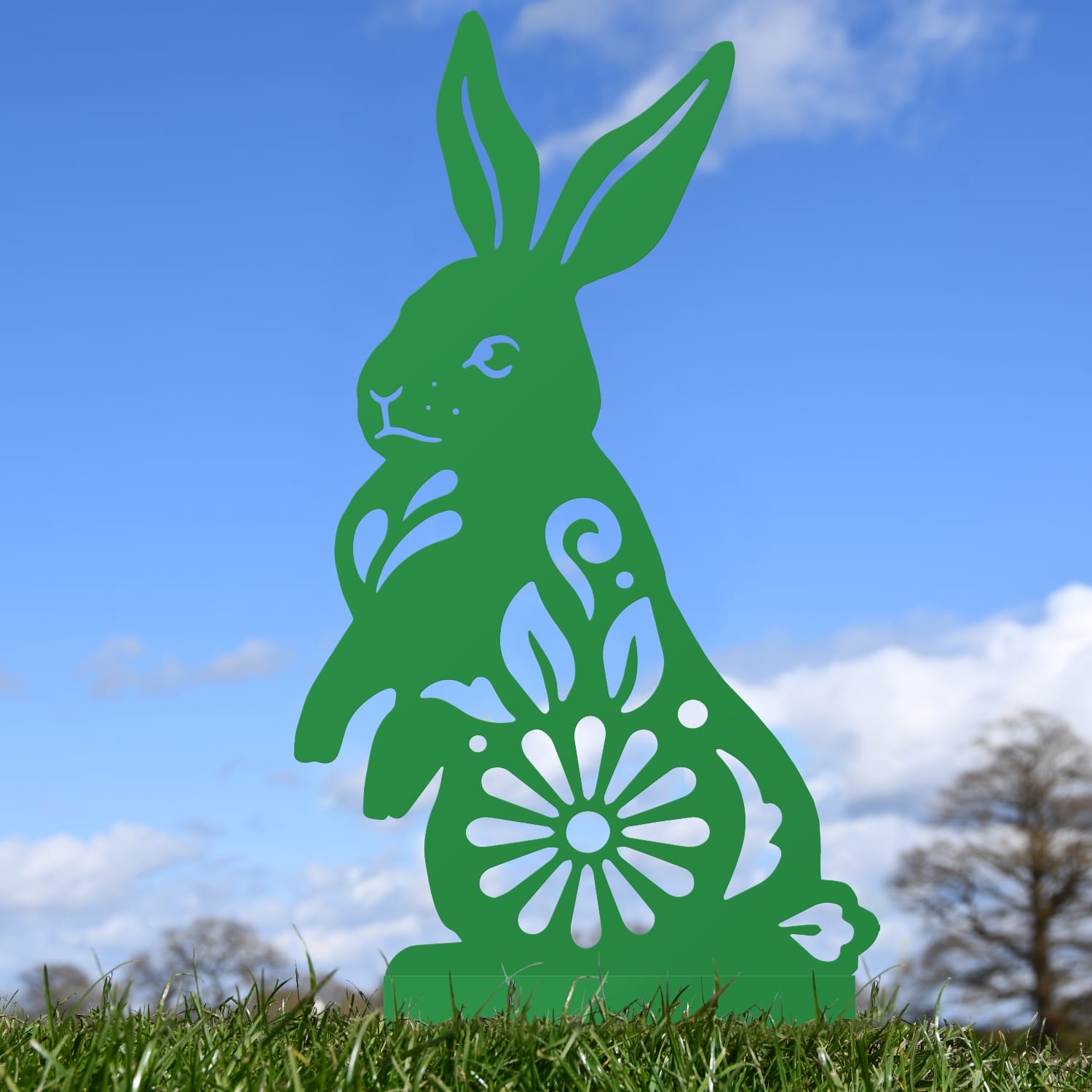 Green Floral Rabbit Iron Silhouette