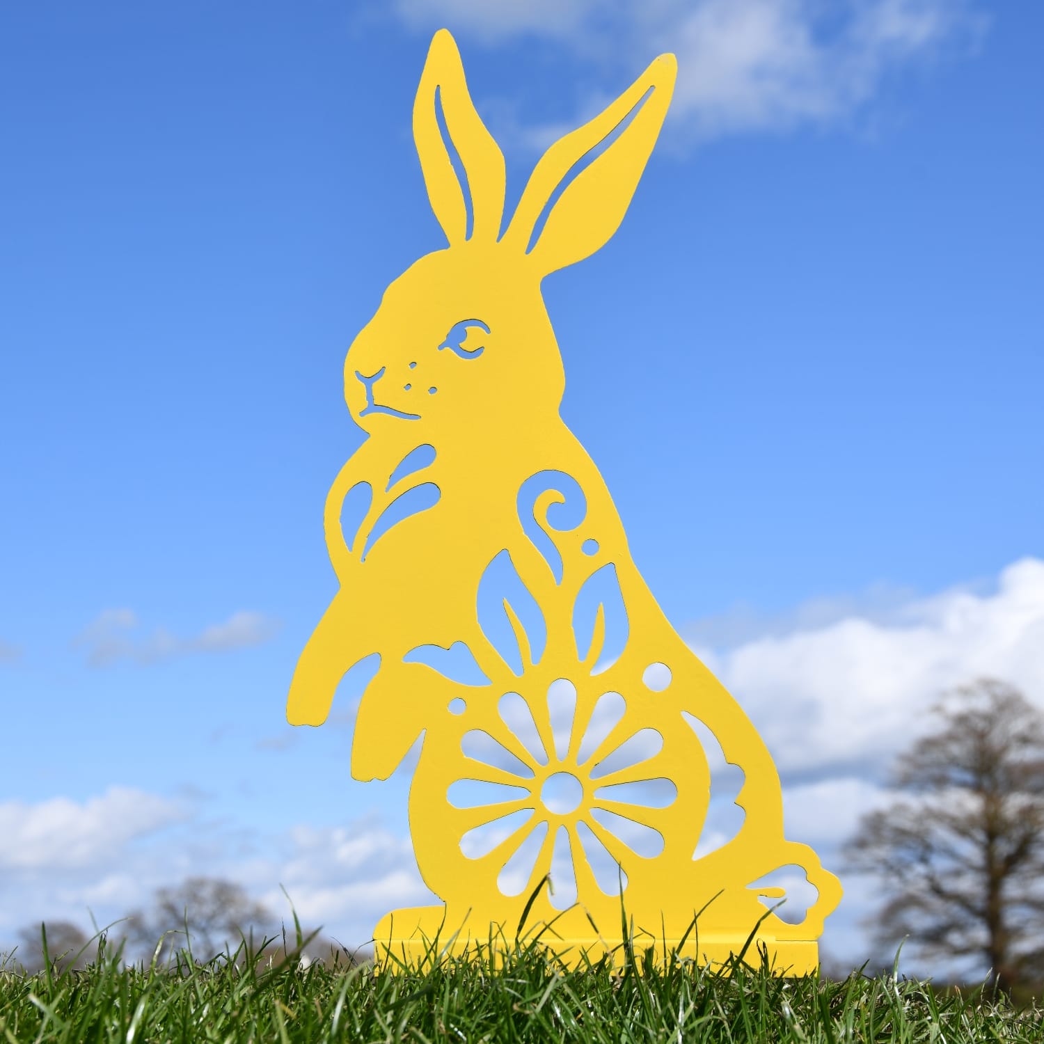 Yellow Floral Rabbit Iron Silhouette
