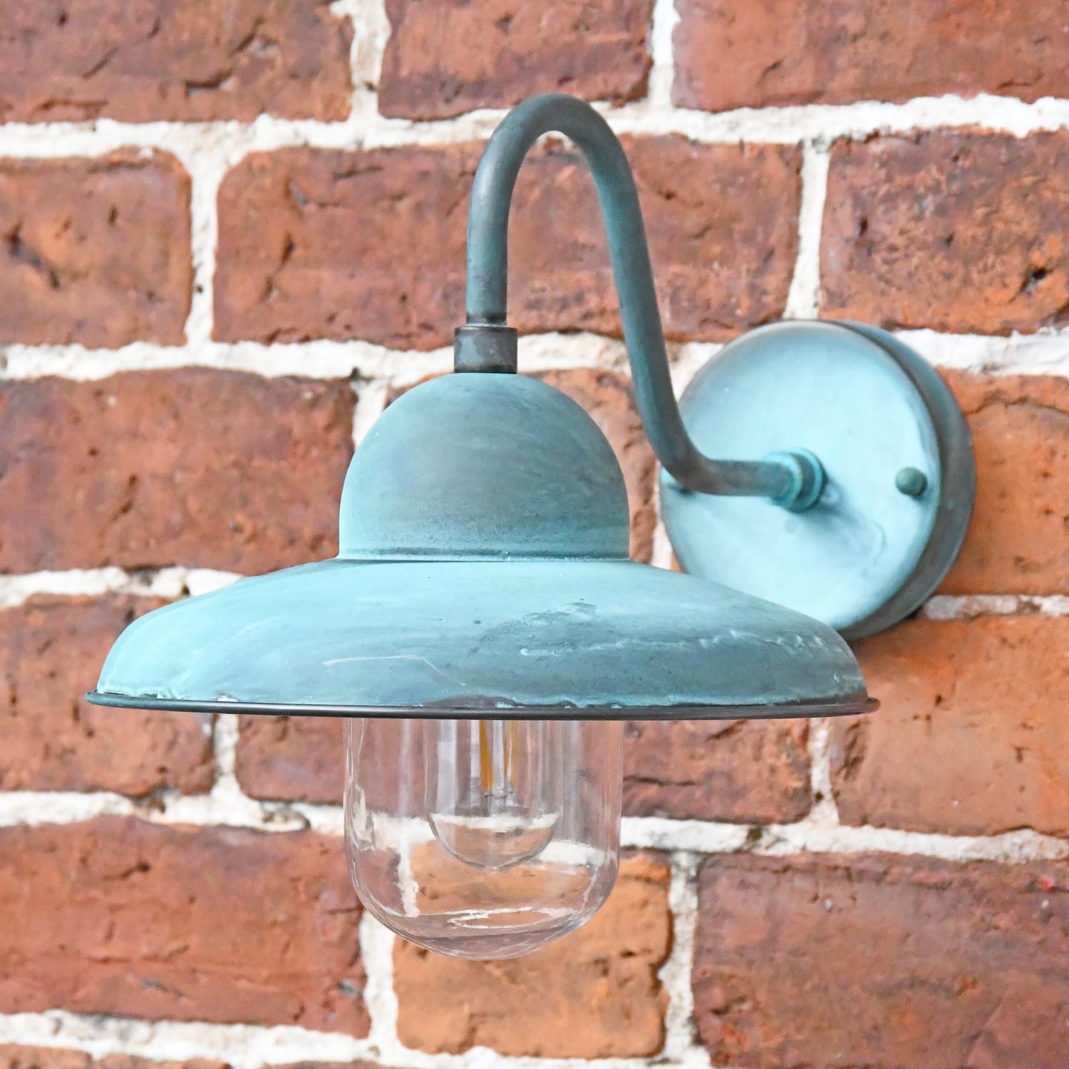 Verdigris Curved Wall Hanging Lantern