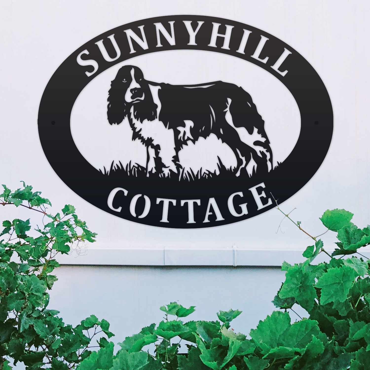 Springer Spaniel Oval House Name Sign