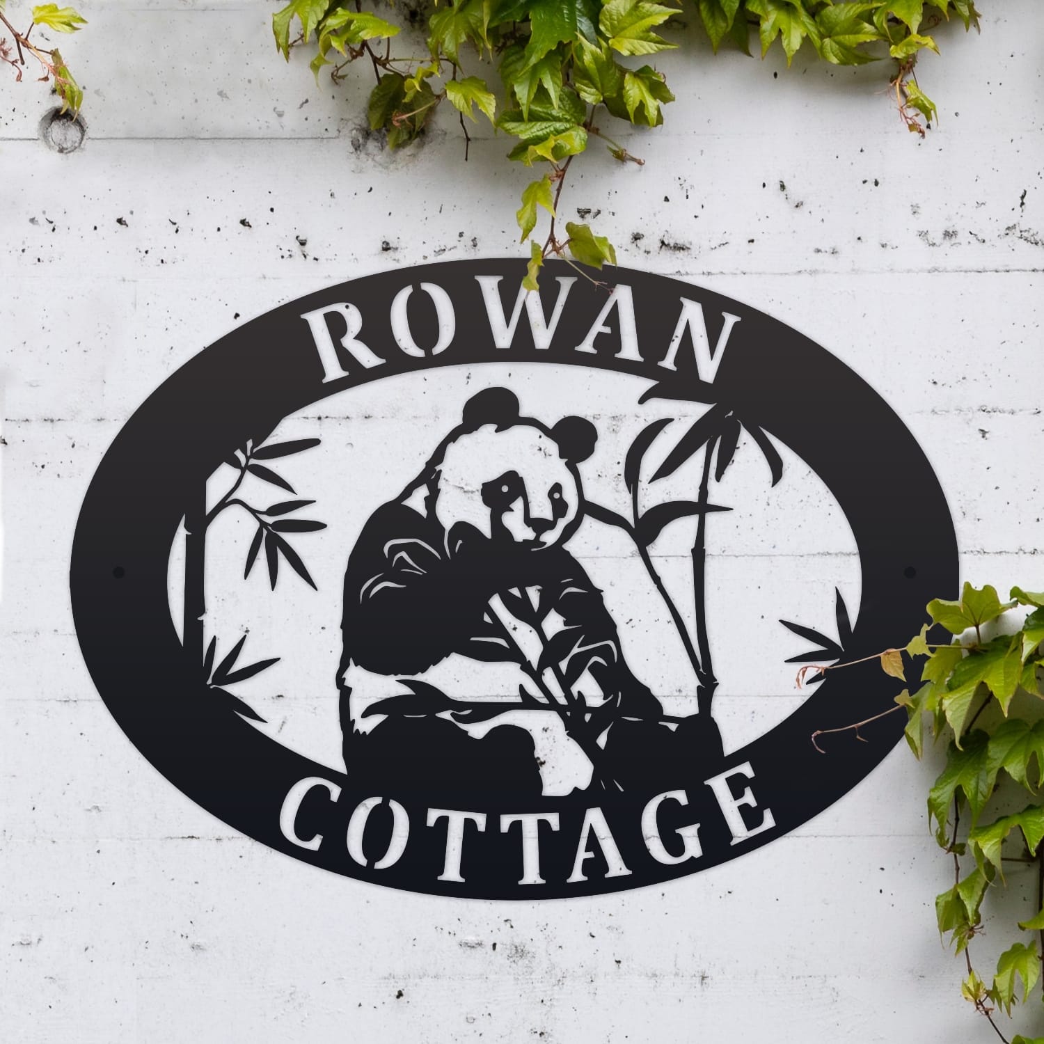 Panda Oval House Name Sign
