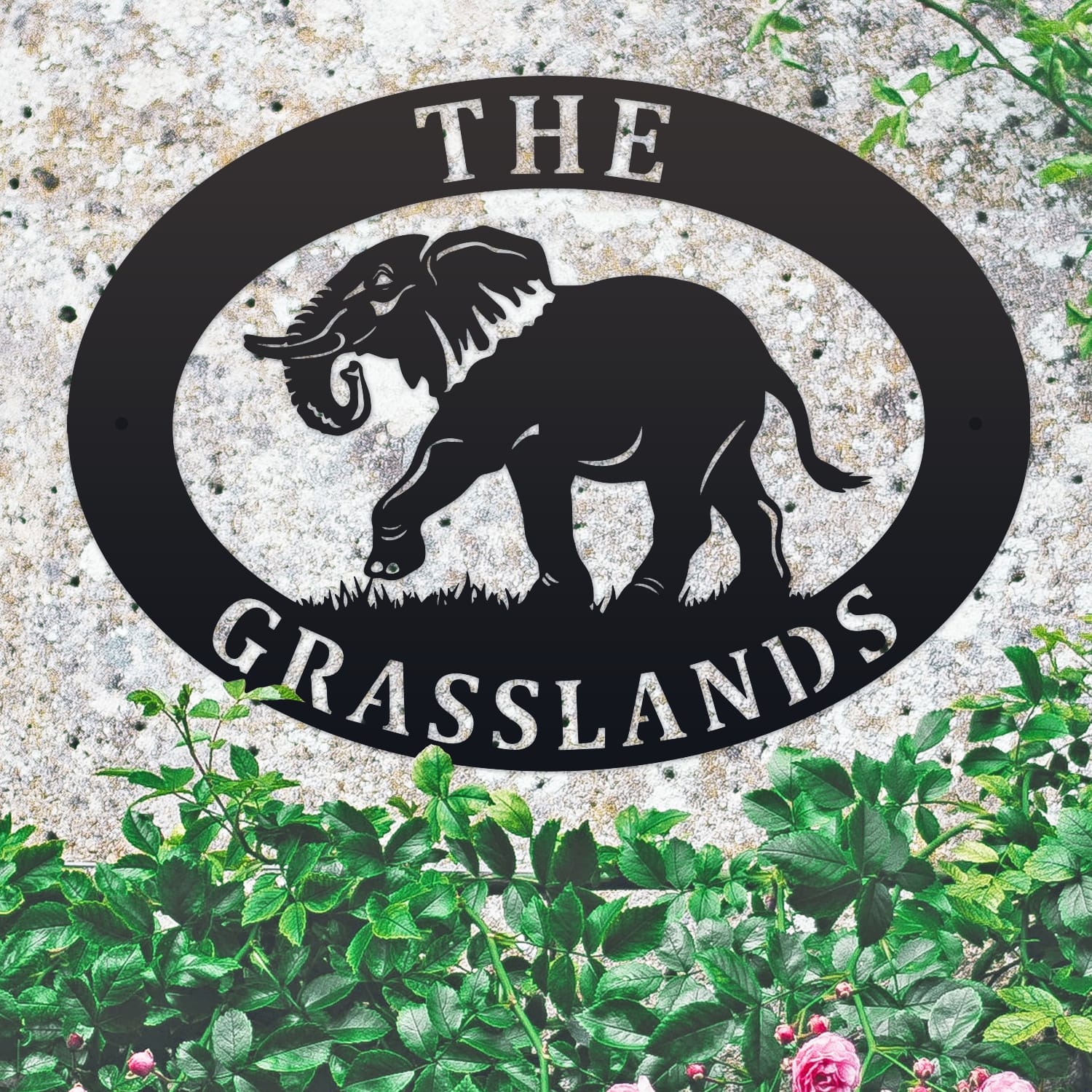Elephant Oval House Name Sign