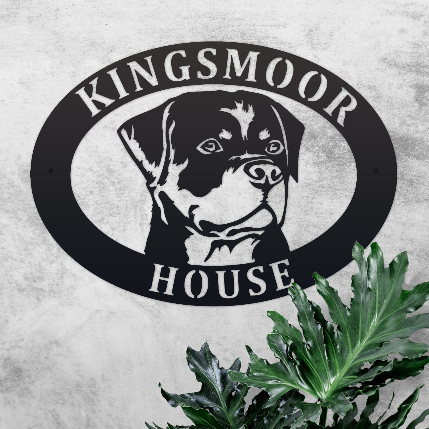 Rottweiler Face Oval House Name Sign