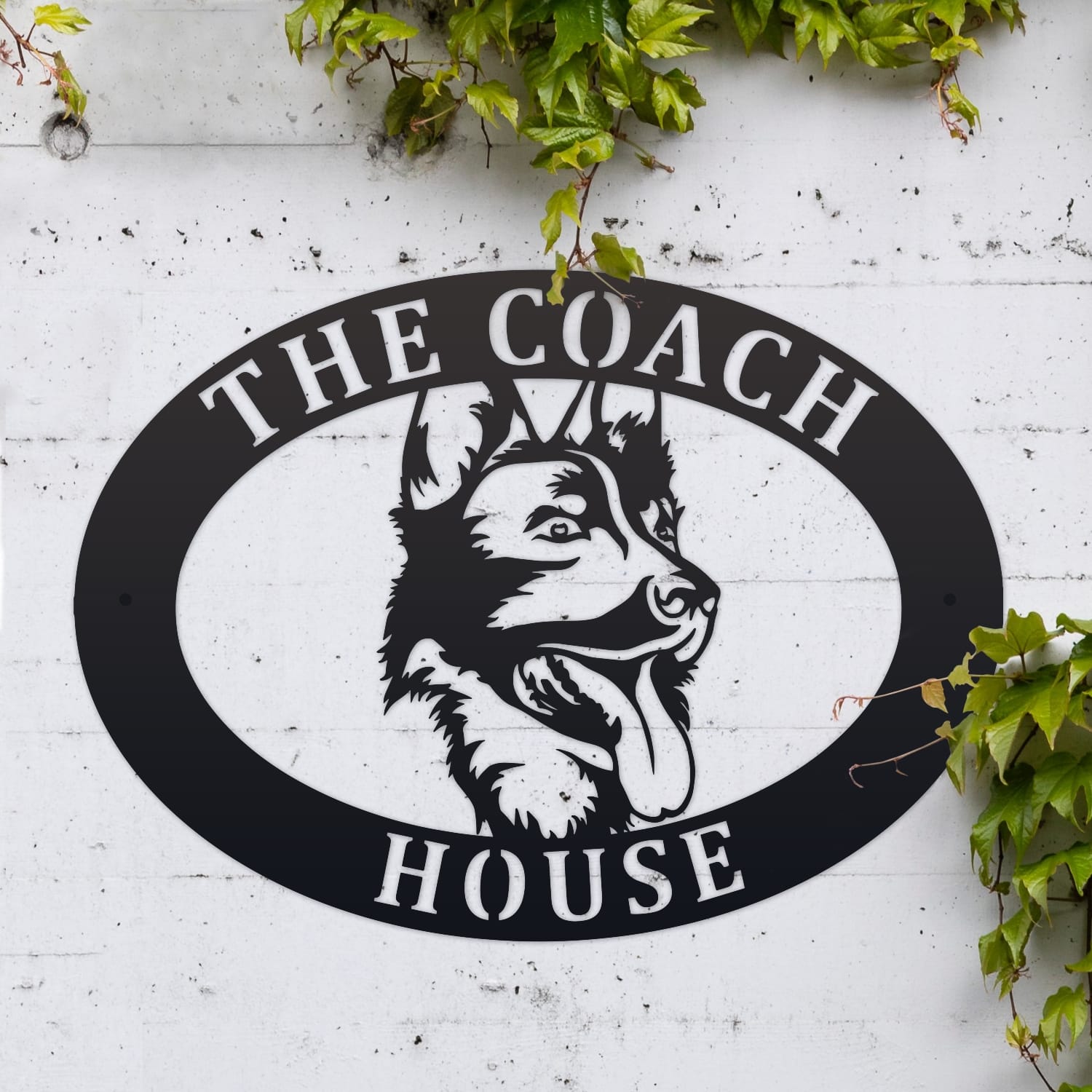 German Shepherd Oval House Name Sign