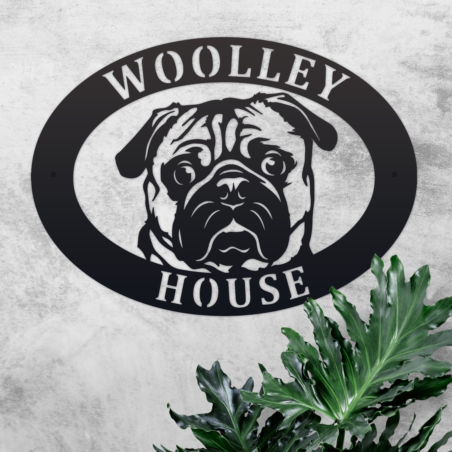 Pug Oval House Name Sign