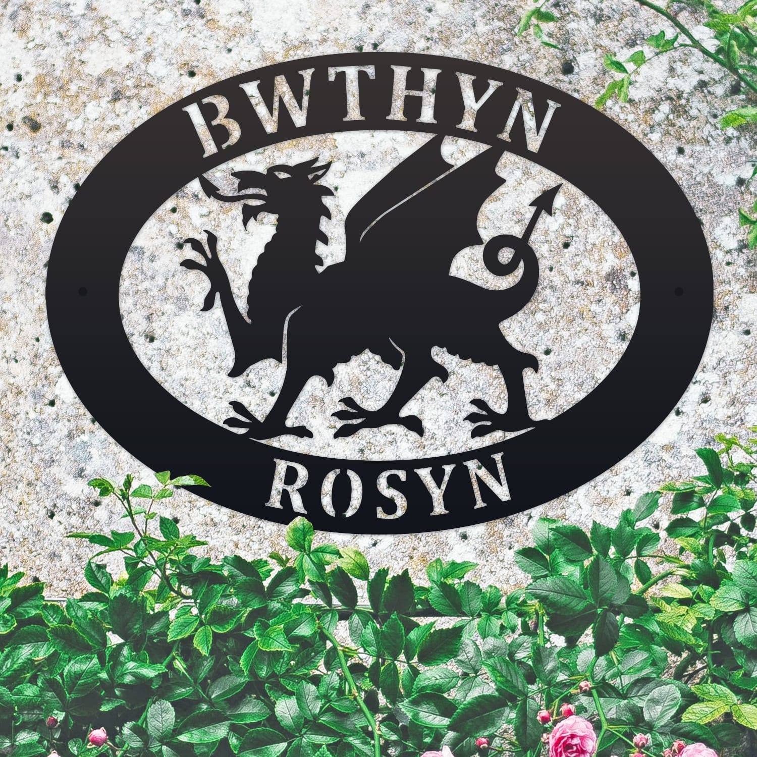 Welsh Dragon Oval House Name Sign