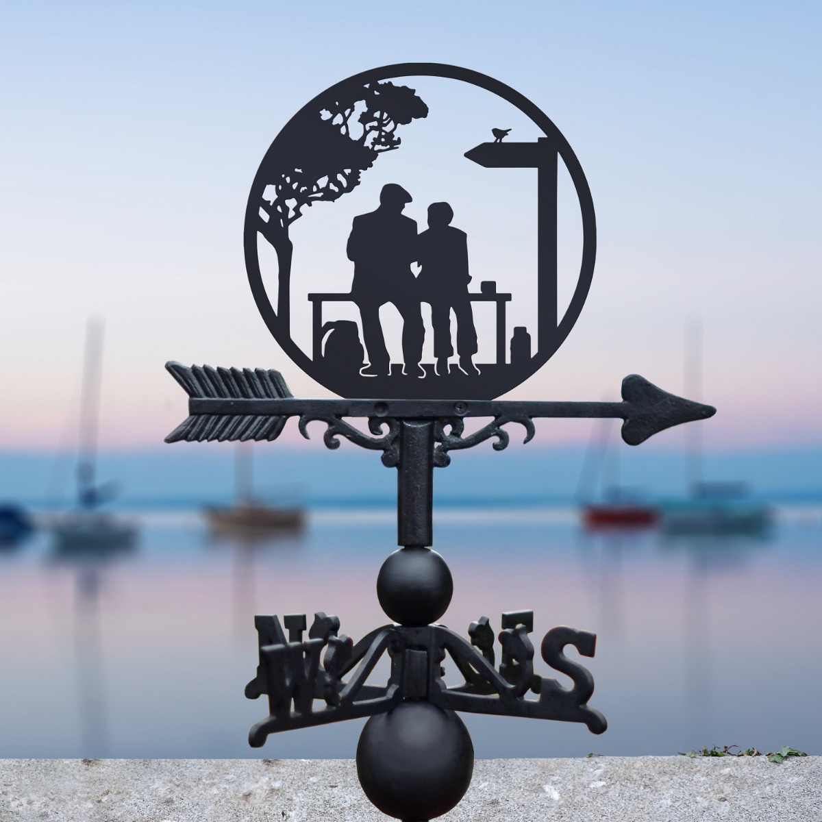 Couple On a Bench Iron Weathervane