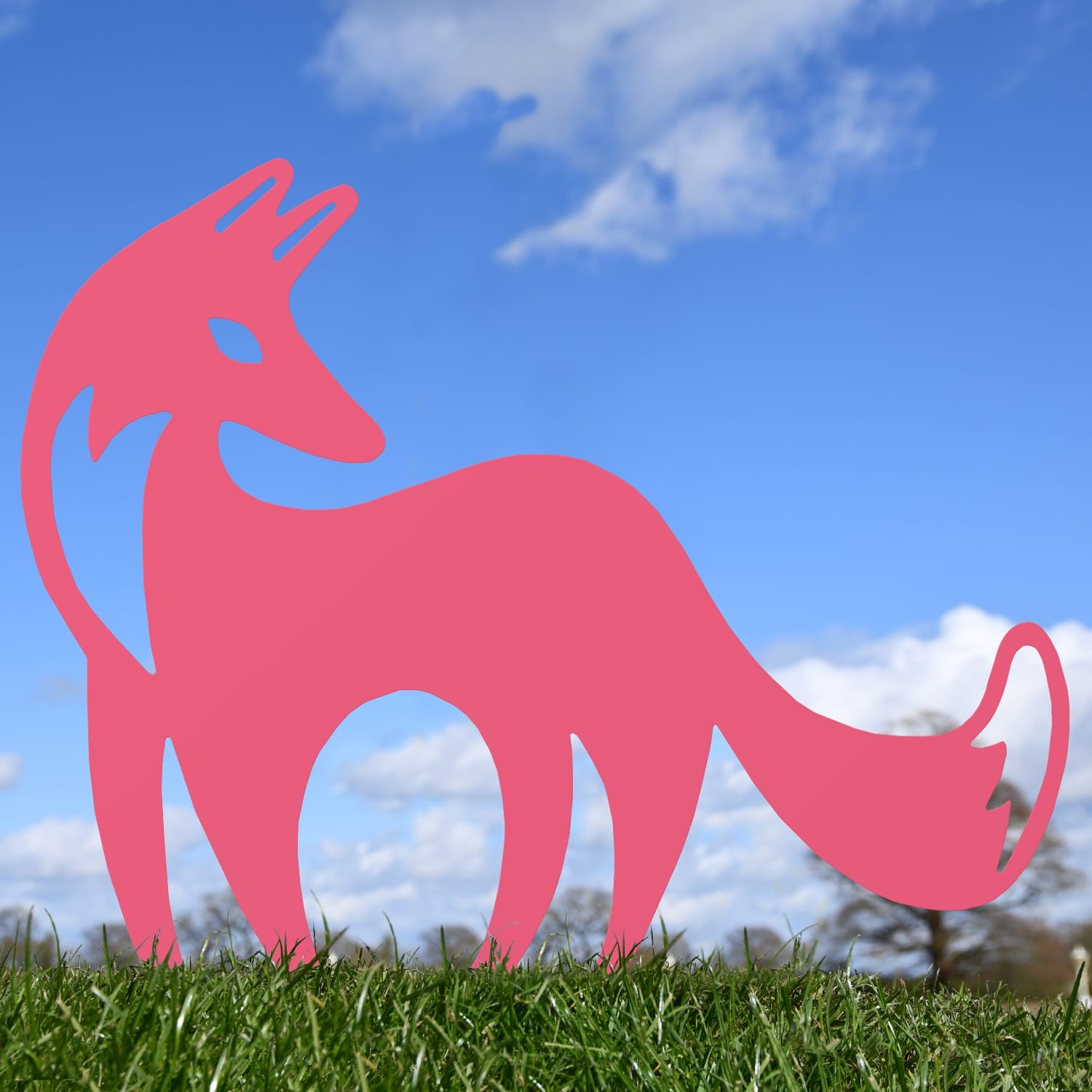 Pink Contemporary Fox Iron Silhouette