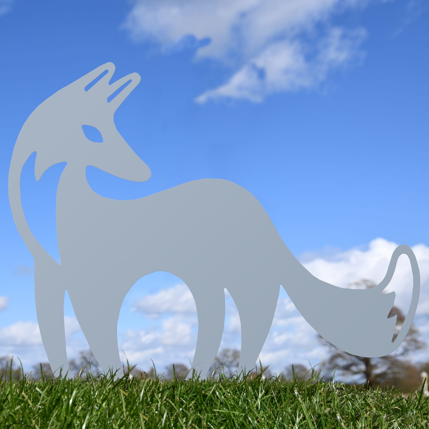 Silver Contemporary Fox Iron Silhouette