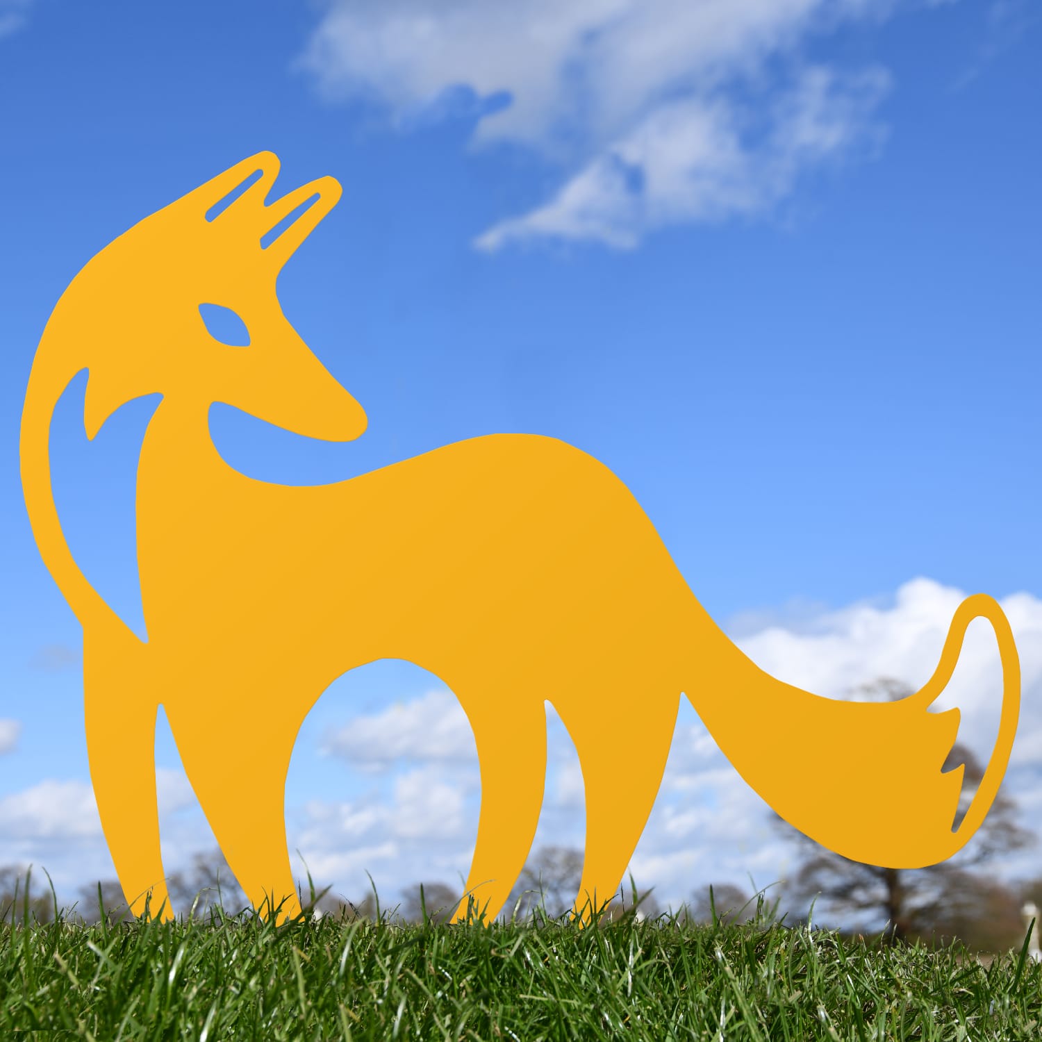 Yellow Contemporary Fox Iron Silhouette