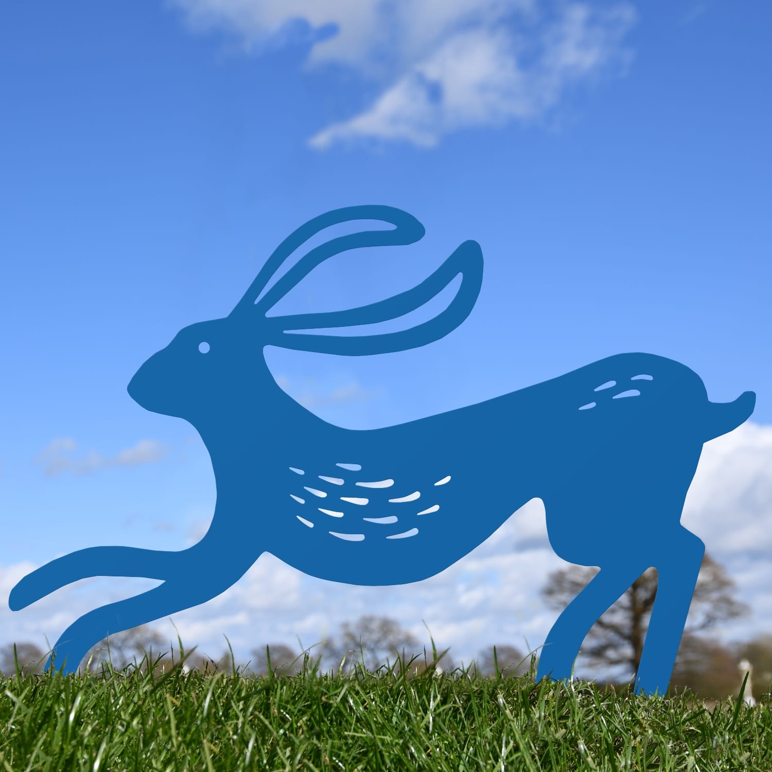 Blue Contemporary Hare Iron Silhouette