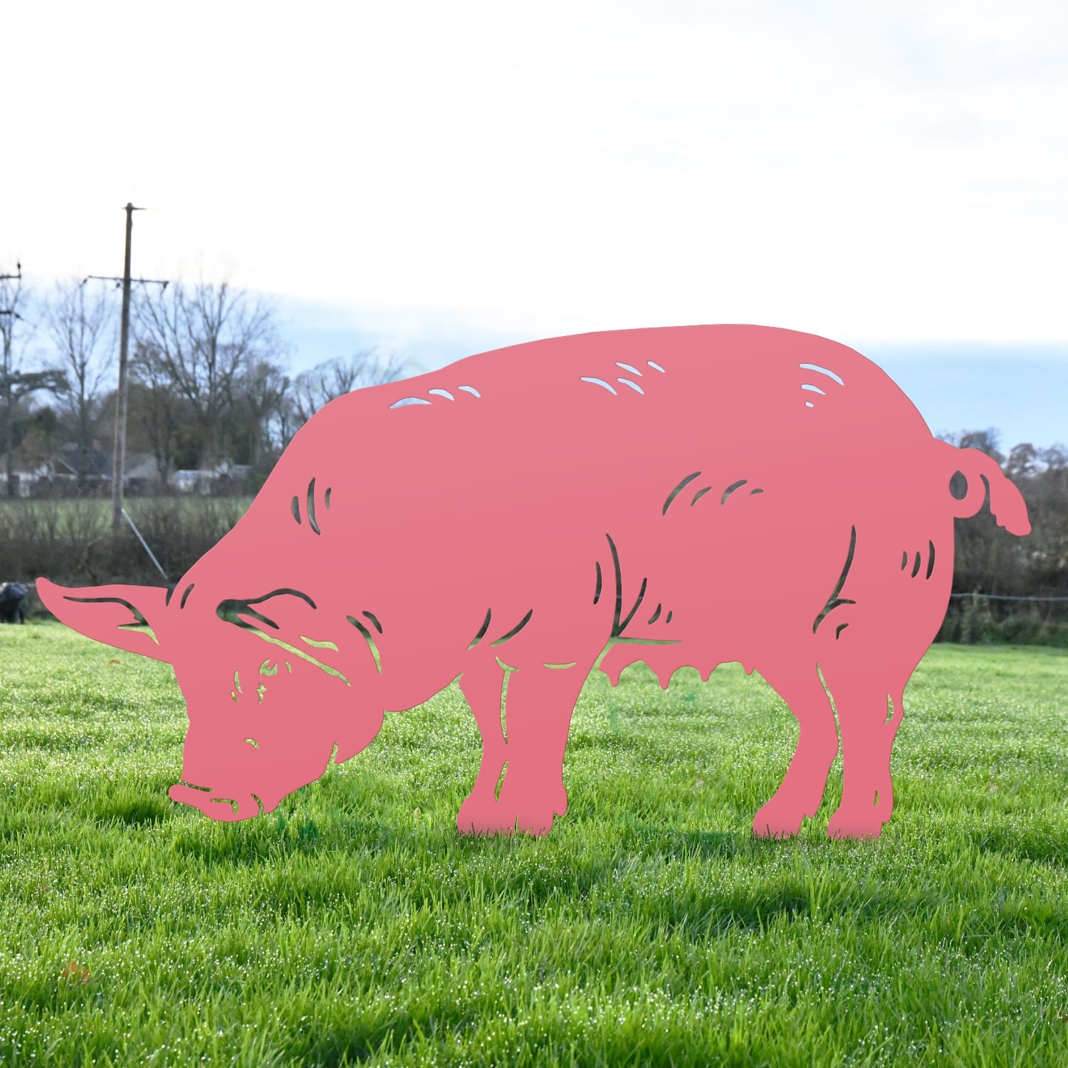 Pink Female Pig Iron Silhouette