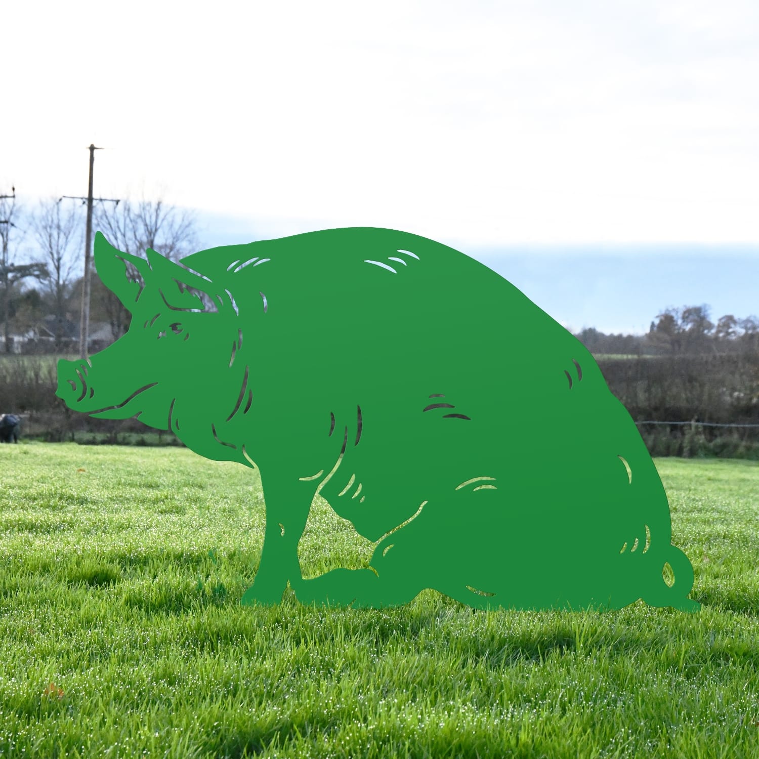 Green Sitting Pig Iron Silhouette