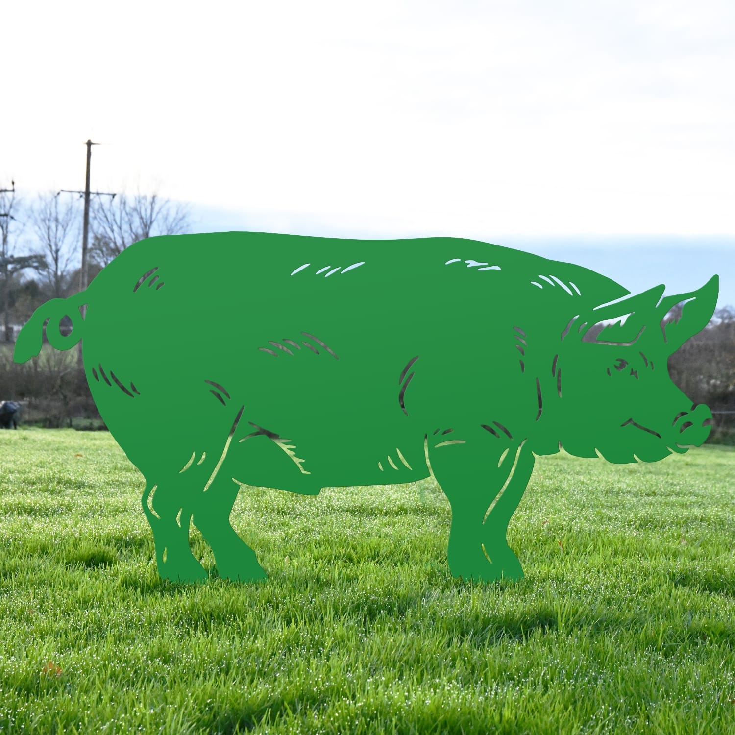 Green Male Pig Iron Silhouette