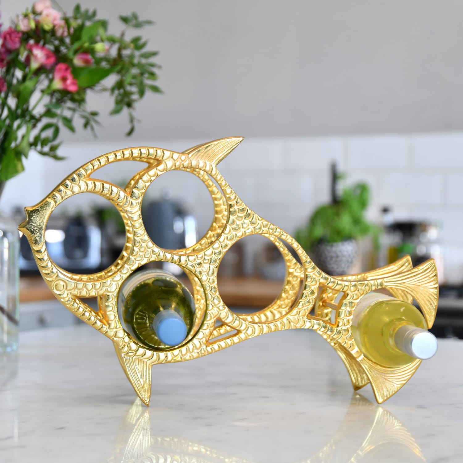 Gold 'Fish' Wine Rack