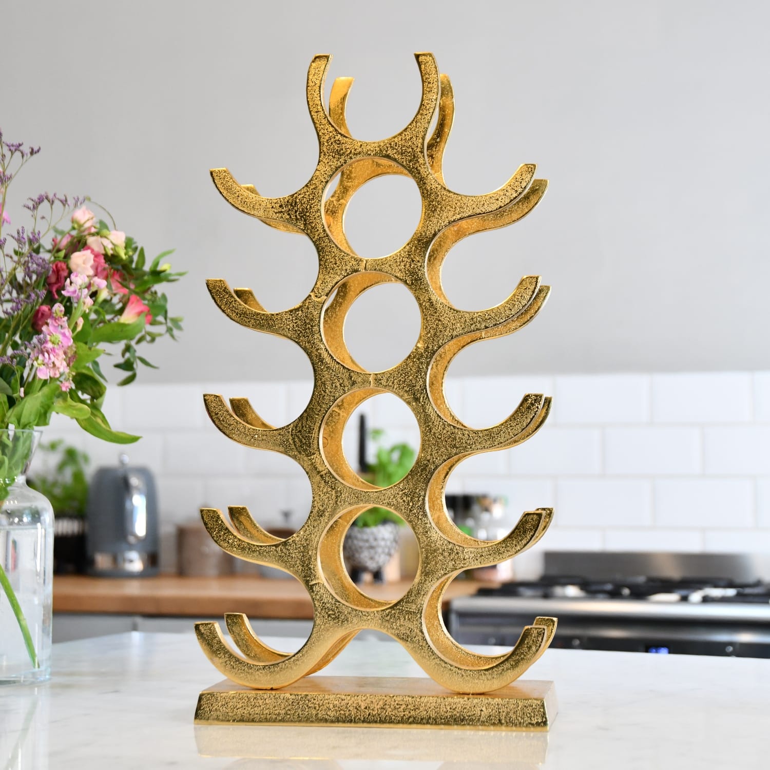 Gold 'Branches' 15 Bottle Wine Rack